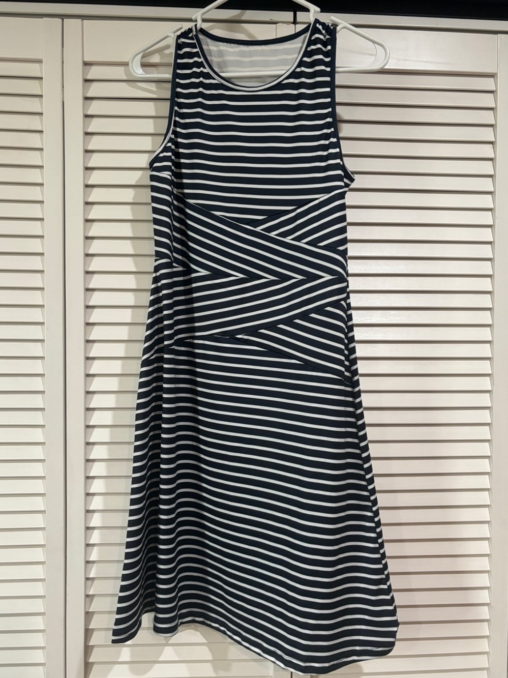 Navy & White Striped Sleeveless A-Line Dress